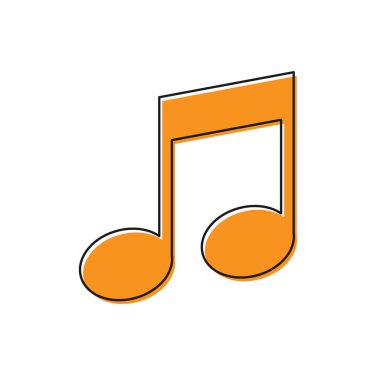 Turuncu Müzik notası, beyaz arka planda yalıtılmış ton simgesi. Vektör İllüstrasyonu