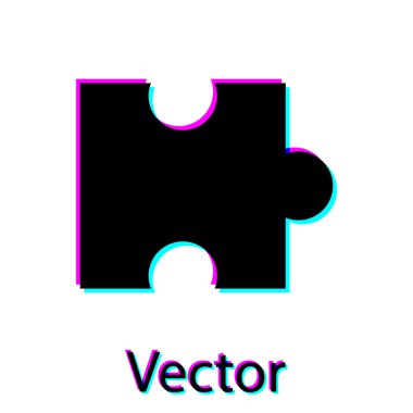 Beyaz arka planda yalıtılmış siyah bulmaca simgesi. Modern düz, iş, pazarlama, finans, internet kavramı. Vektör İllüstrasyonu