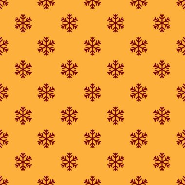 Redsnowflake simgesi kahverengi arka plan üzerinde sorunsuz desen izole. Düz tasarım. Vektör İllüstrasyonu