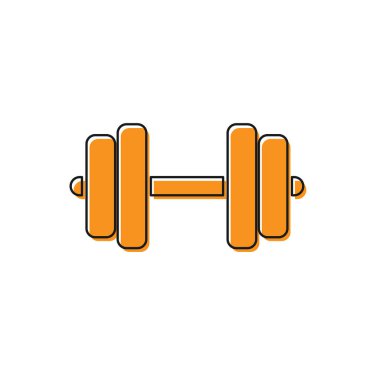 Turuncu Dumbbell simgesi beyaz arka plan üzerinde izole. Kas kaldırma simgesi, fitness halter, spor salonu simgesi, spor ekipmanları sembolü, egzersiz bumbbell. Vektör İllüstrasyonu