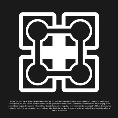 Siyah blockchain teknoloji simgesi siyah arka plan üzerinde izole. Cryptocurrency veri işareti. Soyut geometrik blok zincir ağ teknolojisi iş. Vektör İllüstrasyonu