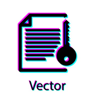 Siyah Smart sözleşme simgesi beyaz arka planda yalıtılmış. Blockchain teknolojisi, kripto para madenciliği, bitcoin, altcoins, dijital para piyasası. Vektör İllüstrasyonu