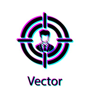 Siyah Kafa avcılık kavram simgesi beyaz arka plan üzerinde izole. İş hedefi veya İstihdam işareti. İnsan kaynakları ve iş için işe alım. Vektör İllüstrasyonu