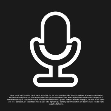 Siyah arka planda yalıtılmış siyah mikrofon simgesi. Hava radyo mikrofon mikrofon. Hoparlör işareti. Vektör İllüstrasyonu