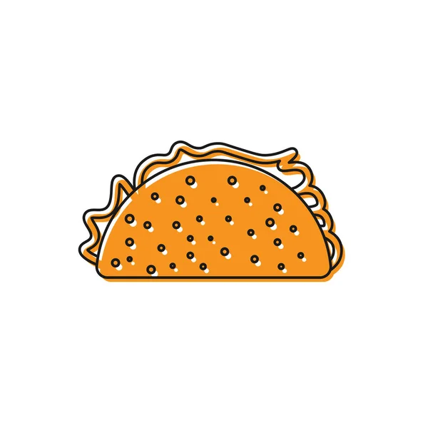 Orange Taco mit Tortilla-Symbol isoliert auf weißem Hintergrund. traditionelles mexikanisches Fast Food. Vektorillustration — Stockvektor