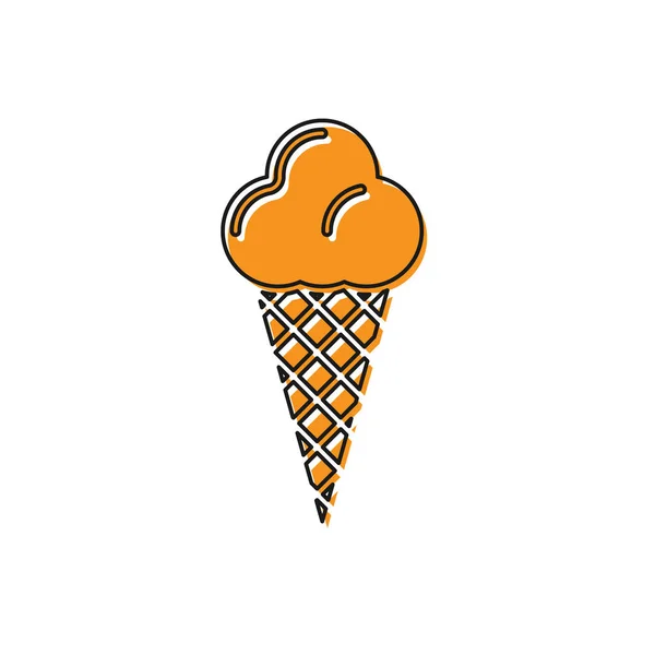 Pomerančová zmrzlina na ikoně Vaflové kužele izolovaná na bílém pozadí. Sladký symbol. Vektorová ilustrace — Stockový vektor