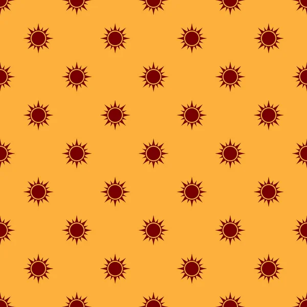 Icona Red Sun isolato modello senza soluzione di continuità su sfondo marrone. Design piatto. Illustrazione vettoriale — Vettoriale Stock