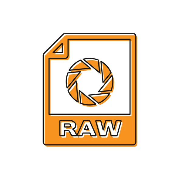 주황색 Raw 파일 문서 아이콘입니다. 흰색 배경에 격리 원시 버튼 아이콘을 다운로드합니다. 원시 파일 기호입니다. 벡터 일러스트레이션 — 스톡 벡터