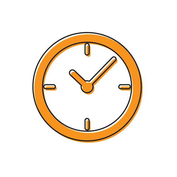 Oranžová ikona hodin je izolovaná na bílém pozadí. Vektorová ilustrace — Stockový vektor