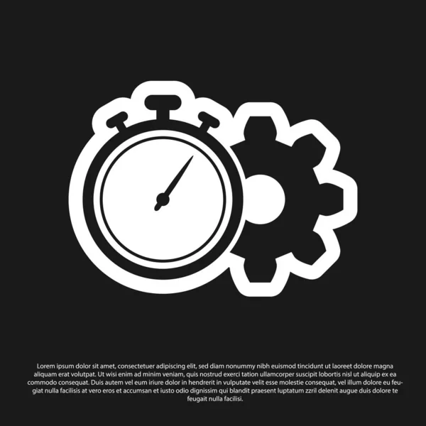 Ícone Black Time Management isolado em fundo preto. Relógio e sinal de marcha. Símbolo de produtividade. Ilustração vetorial —  Vetores de Stock