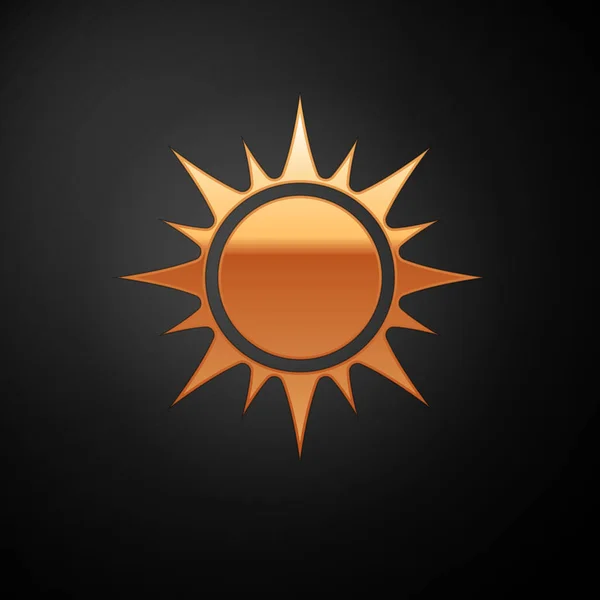 Значок Gold Sun выделен на черном фоне. Векторная миграция — стоковый вектор