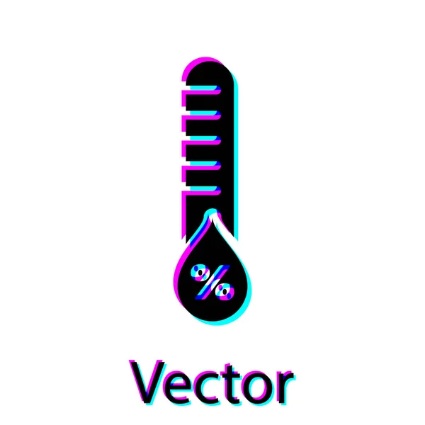 Ícone de umidade preta isolado no fundo branco. Tempo e meteorologia, símbolo do termómetro. Ilustração vetorial — Vetor de Stock