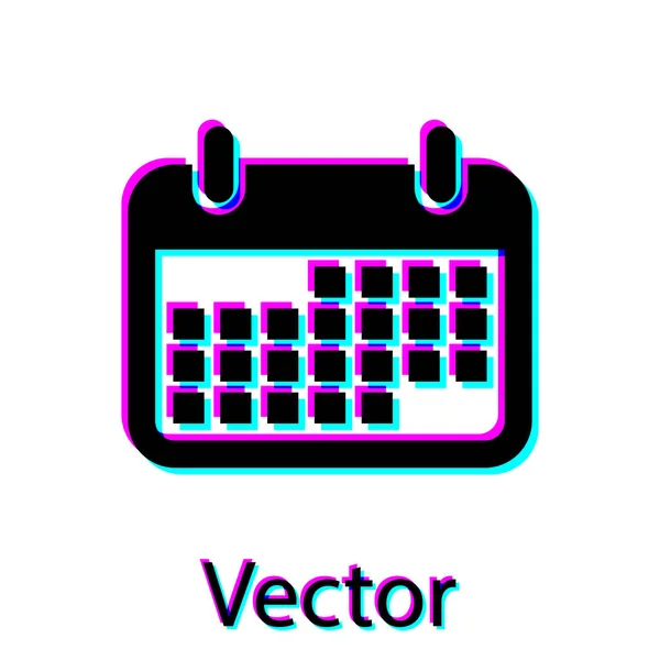 Icono de calendario negro aislado sobre fondo blanco. Ilustración vectorial — Vector de stock