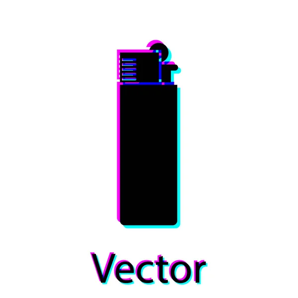 Schwarzes Feuerzeugsymbol isoliert auf weißem Hintergrund. Vektorillustration — Stockvektor