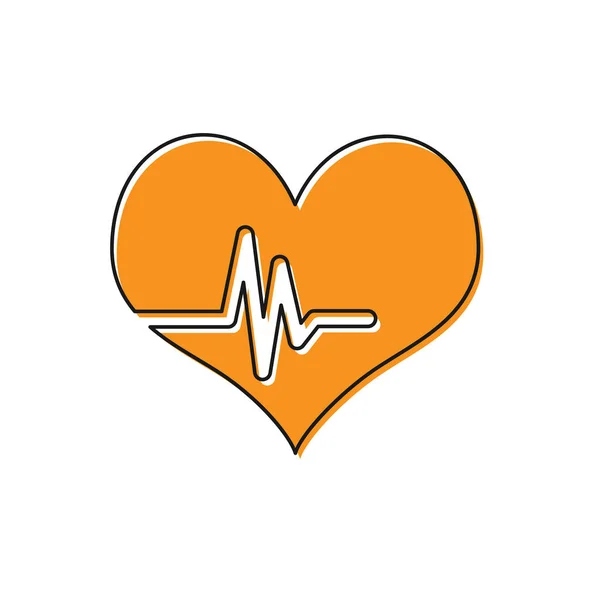 Icona della frequenza cardiaca arancione isolata su sfondo bianco. Segno di battito cardiaco. Icona del polso cardiaco. Icona del cardiogramma. Illustrazione vettoriale — Vettoriale Stock