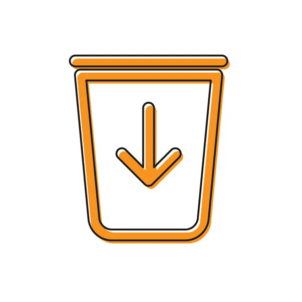 Orange Envoyer à la corbeille icône de ligne isolé sur fond blanc. Illustration vectorielle — Image vectorielle