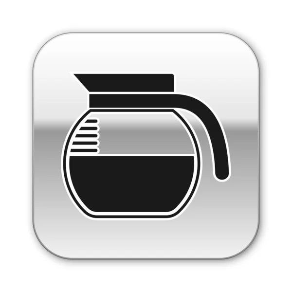 Black Coffee pot icon isolated on white background. Silver square button. Vector Illustration — Stock Vector