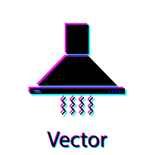 Preto ícone extrator de cozinha ventilador isolado no fundo branco. Um capuz. Escape da cozinha. Aparelho doméstico. Ilustração vetorial — Vetor de Stock