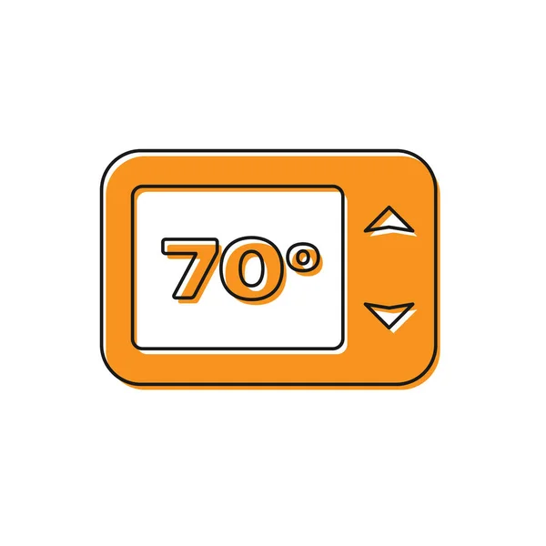 Icono de termostato naranja aislado sobre fondo blanco. Control de temperatura. Ilustración vectorial — Vector de stock