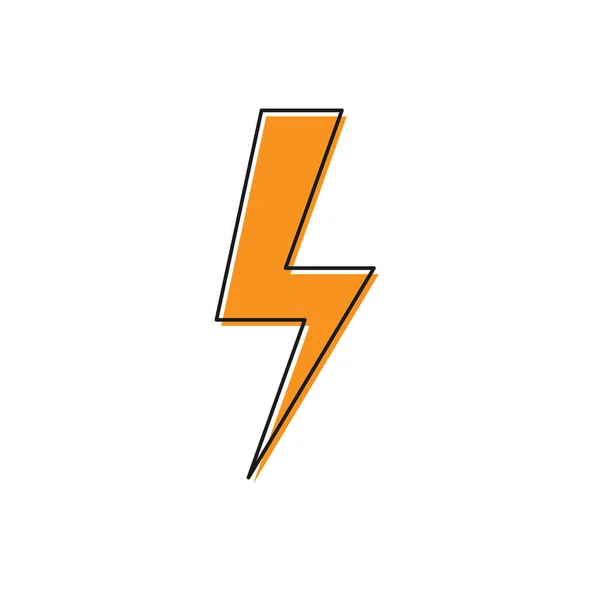 Icône de foudre orange isolé sur fond blanc. Une icône flash. Chargez l'icône flash. Boulon tonnerre. Frappe lumineuse. Illustration vectorielle — Image vectorielle