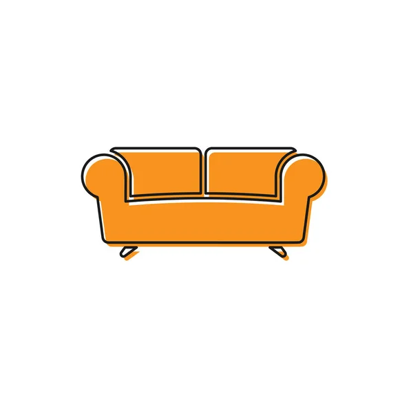 Ícone de sofá laranja isolado no fundo branco. Ilustração vetorial — Vetor de Stock