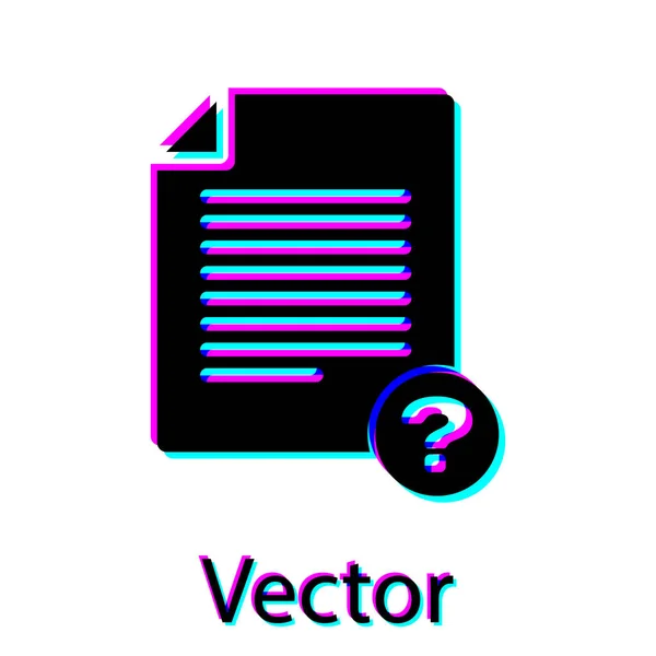 Schwarzes unbekanntes Dokument-Symbol isoliert auf weißem Hintergrund. Datei mit Fragezeichen. Halten Sie Bericht, Service und globales Suchzeichen. Vektorillustration — Stockvektor