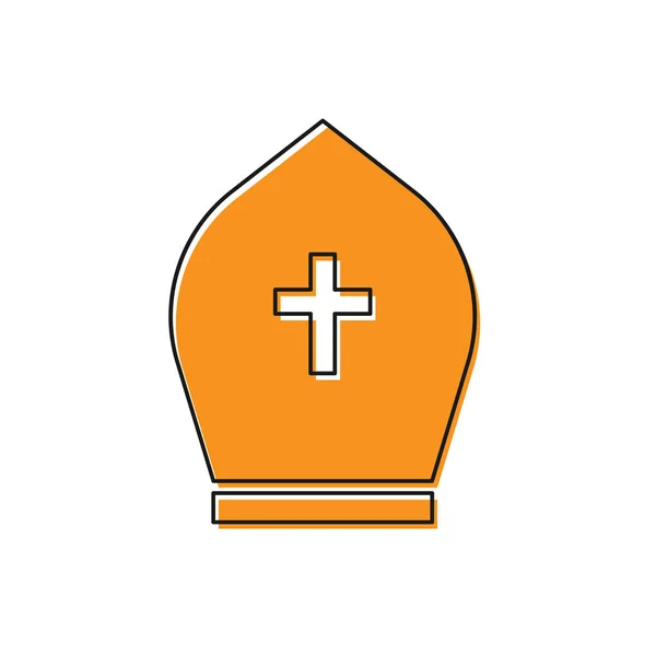 Orange Pope hat icon isolated on white background. Christian hat sign. Flat design. Vector Illustration — Stock Vector