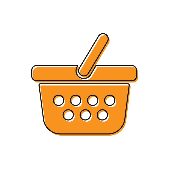 Orangefarbenes Warenkorb-Symbol auf weißem Hintergrund. Online-Kaufkonzept. Lieferservice-Schild. Warenkorb Symbol. Vektorillustration — Stockvektor