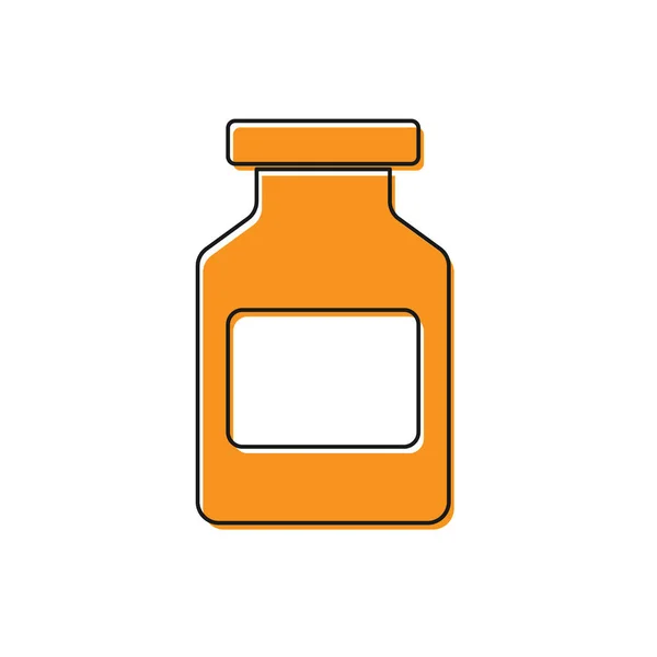 흰색 배경에 고립 된 오렌지 의학 병 아이콘입니다. 병 알 약 기호입니다. 약국 디자인. 벡터 일러스트레이션 — 스톡 벡터