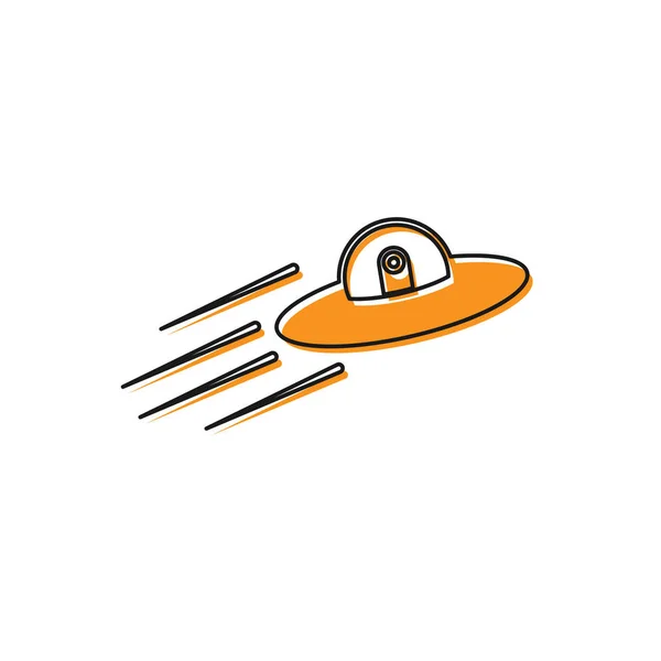 Vaisseau spatial ovni orange et icône extraterrestre isolés sur fond blanc. Soucoupe volante. Un vaisseau spatial extraterrestre. Futuriste inconnu objet volant. Illustration vectorielle — Image vectorielle