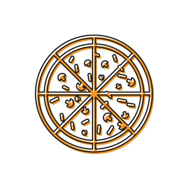 Turuncu Pizza simgesi beyaz arka planda yalıtılmış. Vektör İllüstrasyonu