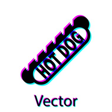 Siyah Hotdog sandviç simgesi beyaz arka plan üzerinde izole. Sosis simgesi. Fast food işareti. Vektör İllüstrasyonu