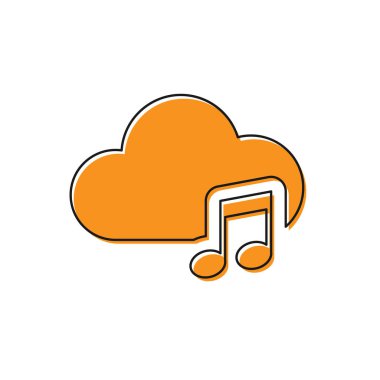 Turuncu Müzik akış hizmeti simgesi beyaz arka planda yalıtılmış. Ses bulut bilgi işlem, online medya akışı, online şarkı, ses dalgası. Vektör İllüstrasyonu