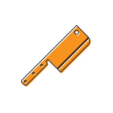 Turuncu Et Helikopteri simgesi beyaz arkaplanda izole edildi. Et için mutfak bıçağı. Kasap bıçağı. Vektör İllüstrasyonu