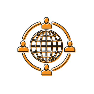 Turuncu Dış Kaynak kavramı simgesi beyaz arka plan üzerinde izole. İşbirliği işareti. Takım çalışması ve yatırım fikri. Vektör İllüstrasyonu