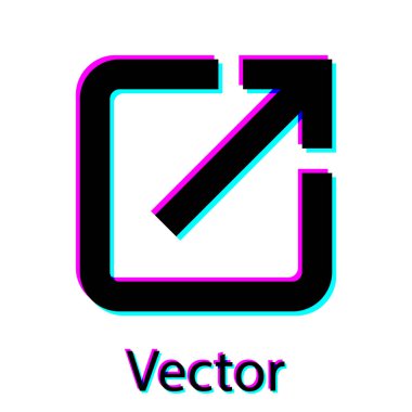 Beyaz arka planda yalıtılmış yeni pencere simgesinde Siyah Açık. Başka bir sekme düğmesi işaretini açın. Tarayıcı çerçeve sembolü. Dış bağlantı işareti. Vektör İllüstrasyonu