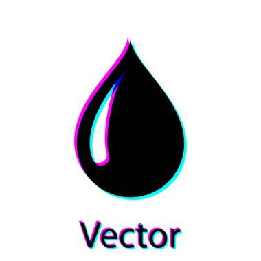 Siyah Su damla simgesi beyaz arka plan üzerinde izole. Vektör İllüstrasyonu