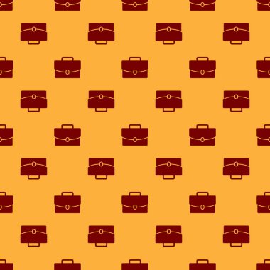 Kırmızı Evrak Çantası simgesi kahverengi arka plan üzerinde sorunsuz desen izole. İş davası işareti. İş portföyü. Vektör İllüstrasyonu