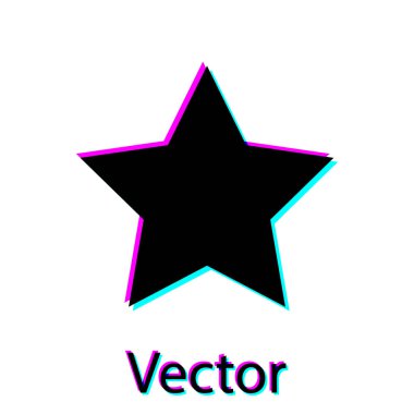 Siyah Yıldız simgesi beyaz arka planda yalıtılmış. Favori, en iyi reyting, ödül sembolü. Vektör İllüstrasyonu