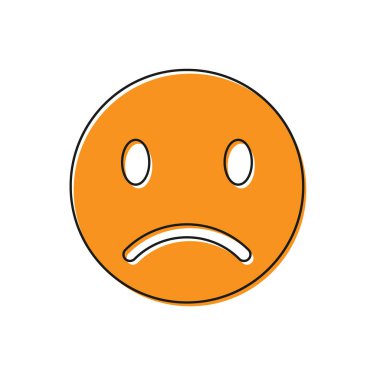 Turuncu Sad gülümseme simgesi beyaz arka plan üzerinde izole. İfade yüzü. Vektör İllüstrasyonu