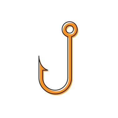 Turuncu Olta kancası simgesi beyaz arka planda izole edilmiştir. Vektör İllüstrasyonu