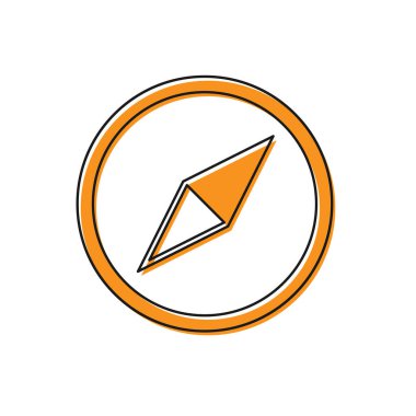 Turuncu Rüzgar beyaz arka plan üzerinde izole gül simgesi. Seyahat için pusula simgesi. Navigasyon tasarımı. Vektör İllüstrasyonu