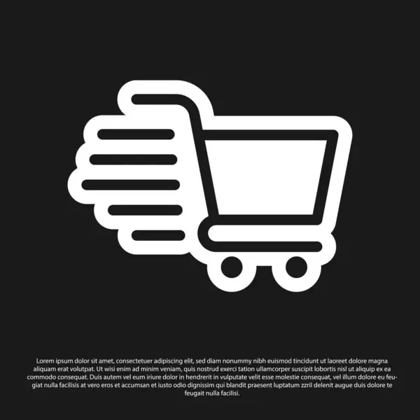 Ikona černého nákupního košíku izolována na černém pozadí. Online nákupní koncept. Podpis doručovací služby. Symbol supermarketu. Vektorová ilustrace — Stockový vektor