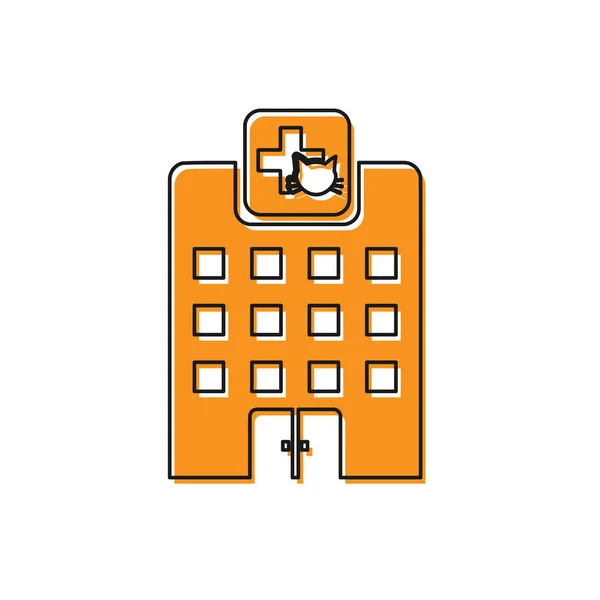 Orange veterinärmedicin sjukhus, klinik eller djuraffär för djur ikon isolerad på vit bakgrund. Veterinärklinik. Vektor illustration — Stock vektor
