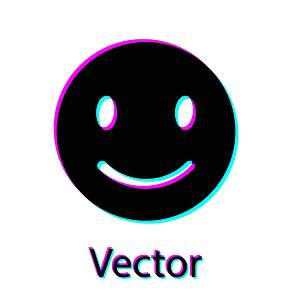 Icono de cara de sonrisa negra aislado sobre fondo blanco. Emoticono sonriente. Feliz símbolo de chat sonriente. Ilustración vectorial — Vector de stock