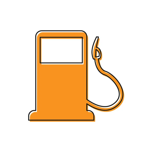 Orangefarbenes Tankstellensymbol auf weißem Hintergrund. Kraftstoffsymbol Auto. Benzinpumpe. Vektorillustration — Stockvektor