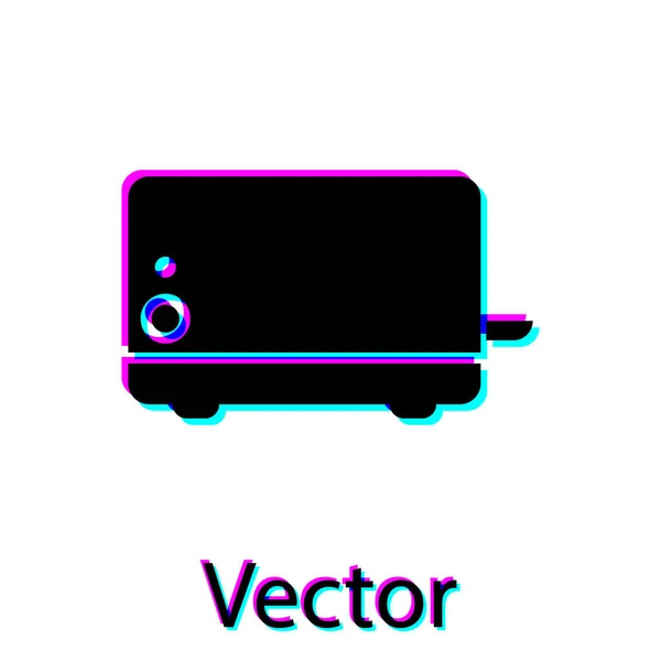 Icono de tostadora negra aislado sobre fondo blanco. Ilustración vectorial — Vector de stock