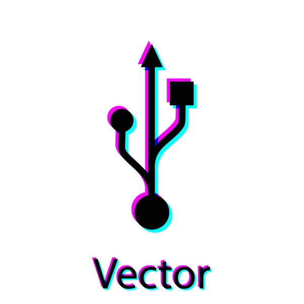 Icono de símbolo USB negro aislado sobre fondo blanco. Ilustración vectorial — Archivo Imágenes Vectoriales
