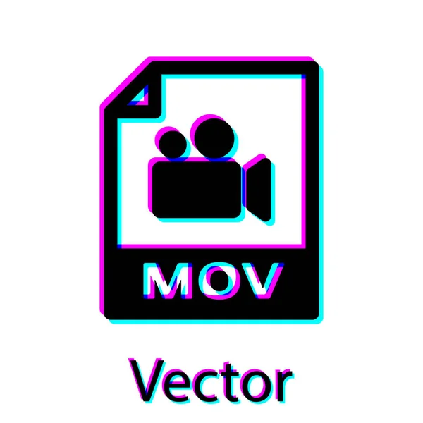 검정 Mov 파일 문서 아이콘입니다. 흰색 배경에 격리 MOV 버튼 아이콘을 다운로드합니다. Mov 파일 기호입니다. 오디오 및 비디오 컬렉션. 벡터 일러스트레이션 — 스톡 벡터