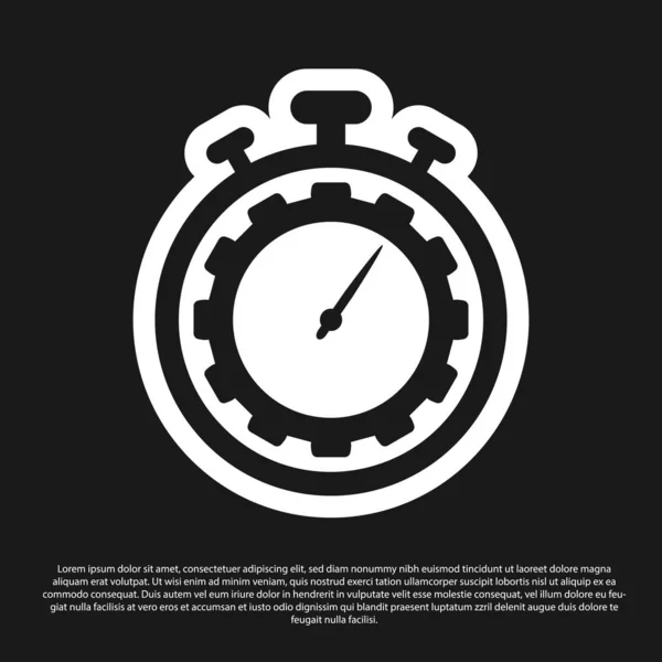 Black Time Management icon isolated on black background. Clock and gear sign. Productivity symbol. Vector Illustration — Stock Vector